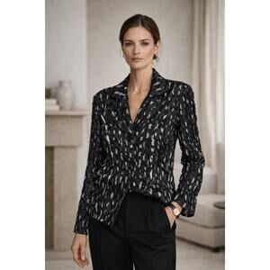 Vintage Alberto Makali Women’s Jacket Size XL Black Mesh Trim Studded Old Money